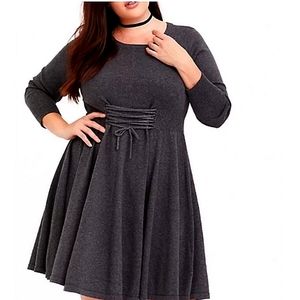 0x Torrid Black Corset Mini Sweater Dress